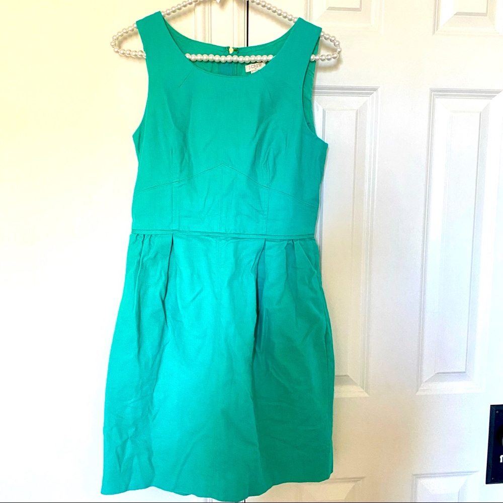 Jcrew Factory Green Summer Pleated  Shift Dress